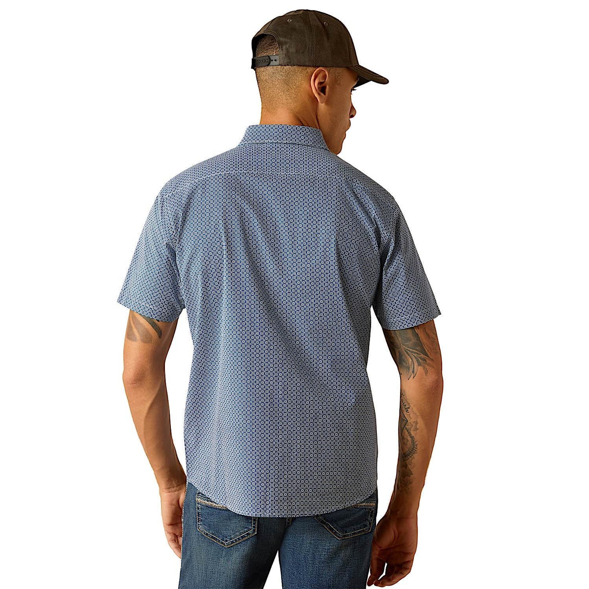 Ariat Men’s Modern Fit Miller Short Sleeve Shirt Blue Ridge