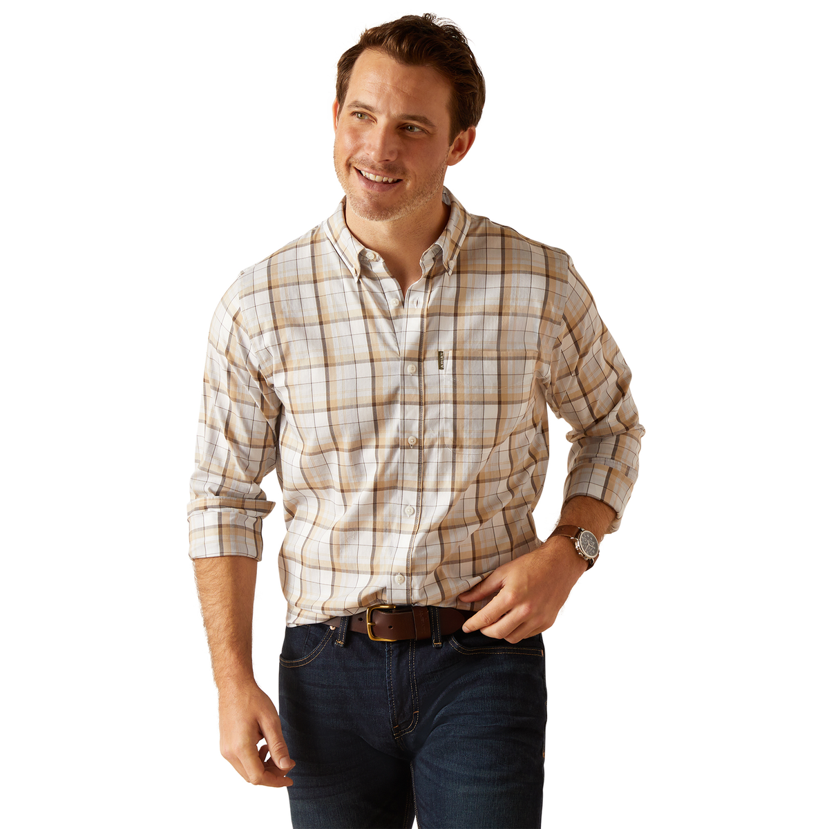 Ariat Men’s Napa Long Sleeve Shirt - Tan Check