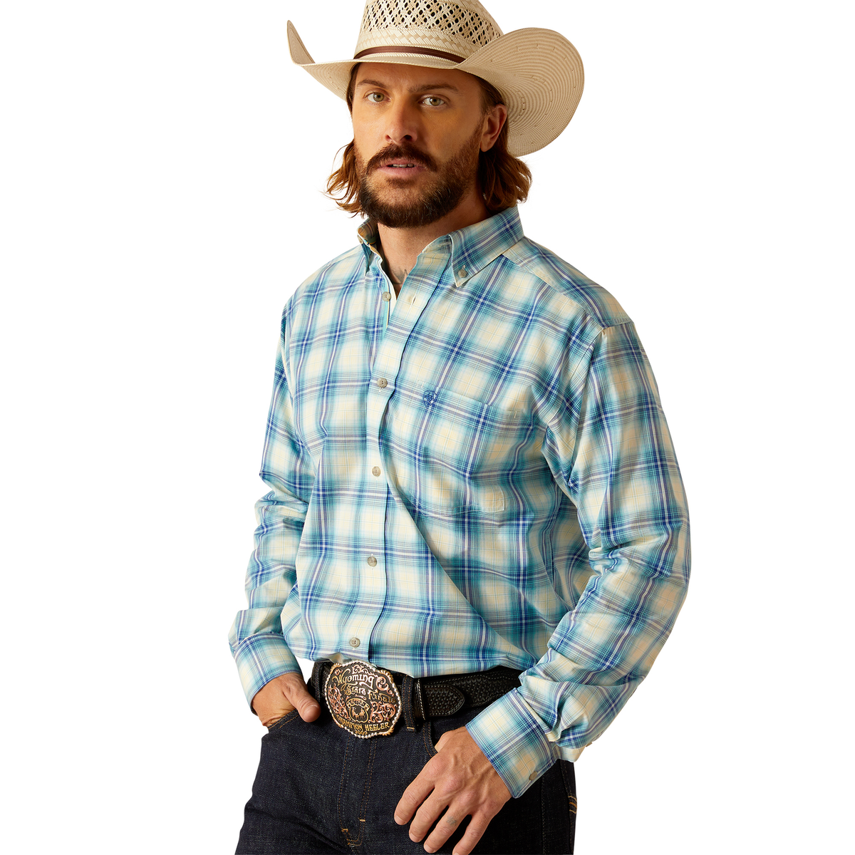 Ariat Men’s Pro Princeston Long Sleeve Shirt - Aqua