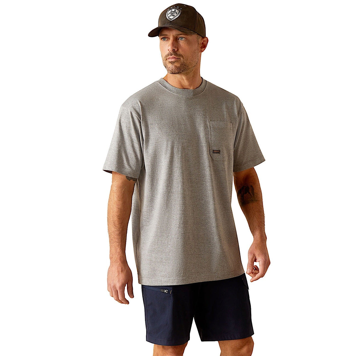 Ariat Men’s Rebar Cotton Strong Burning Rubber T-Shirt - Heather Grey
