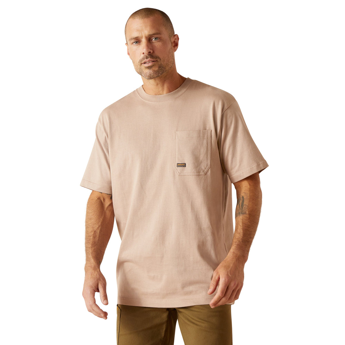 Ariat Men’s Rebar Cotton Strong Stacking Dimes T-Shirt - Bark