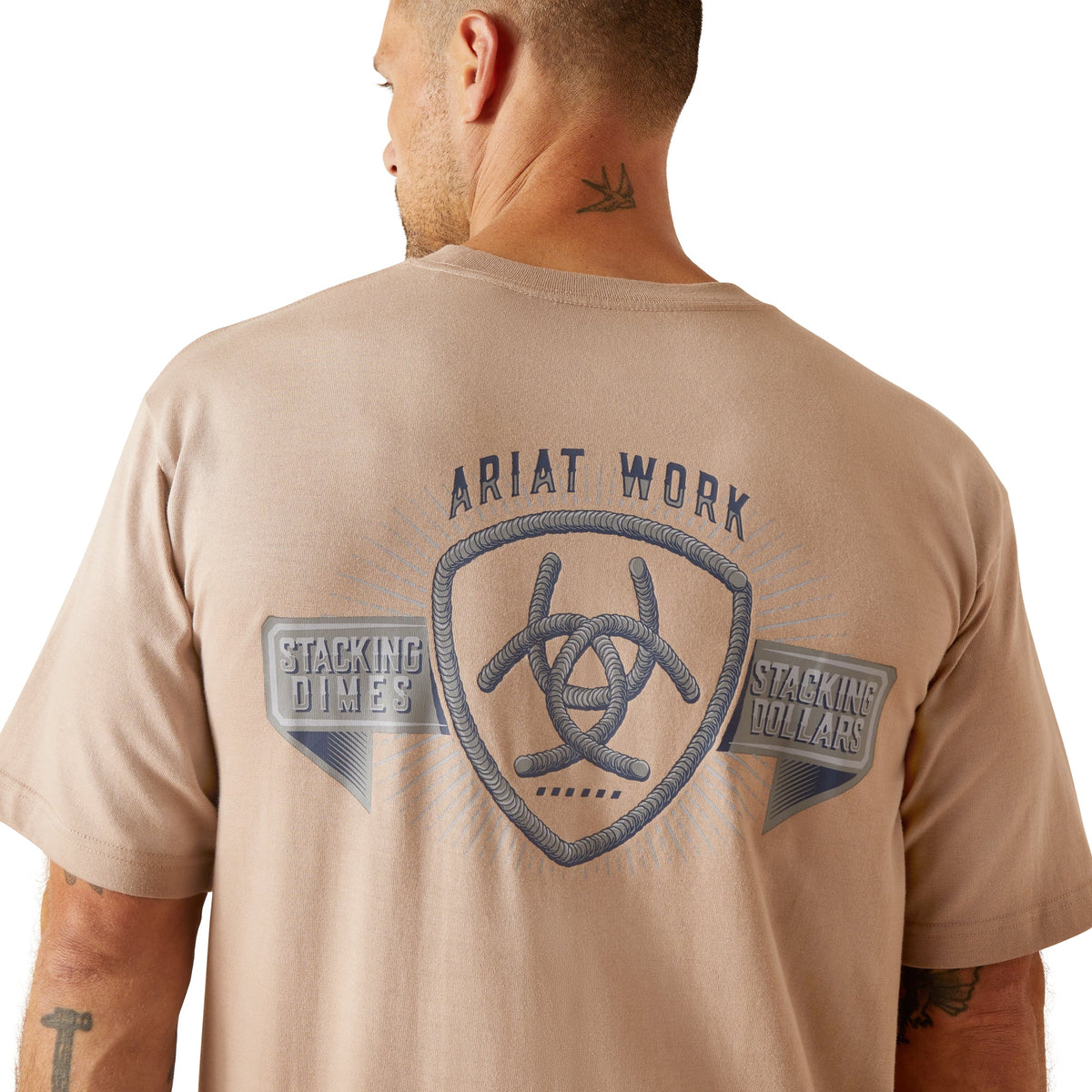 Ariat Men’s Rebar Cotton Strong Stacking Dimes T-Shirt - Bark