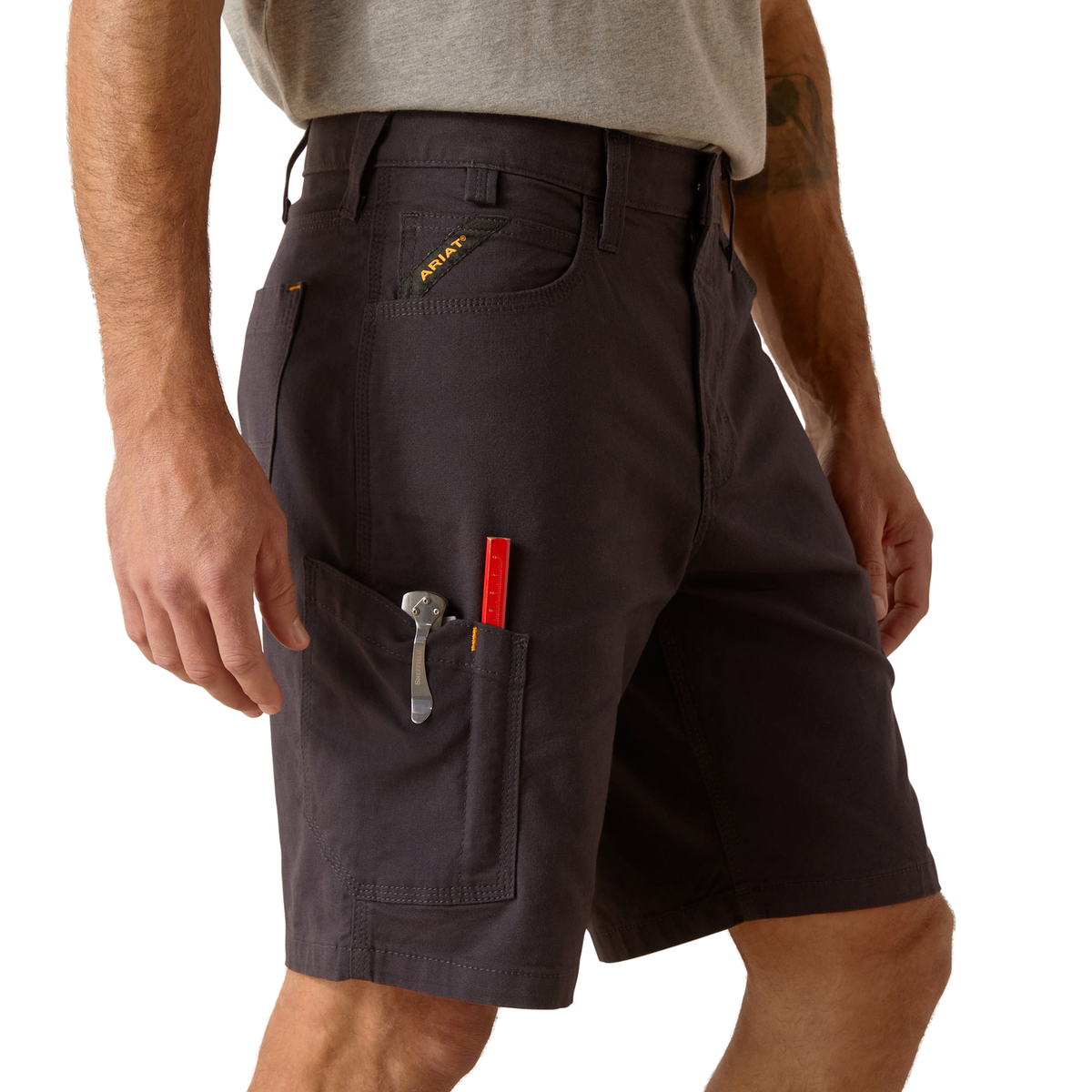 Ariat Men’s Rebar DuraStretch Made Tough Shorts - Charcoal