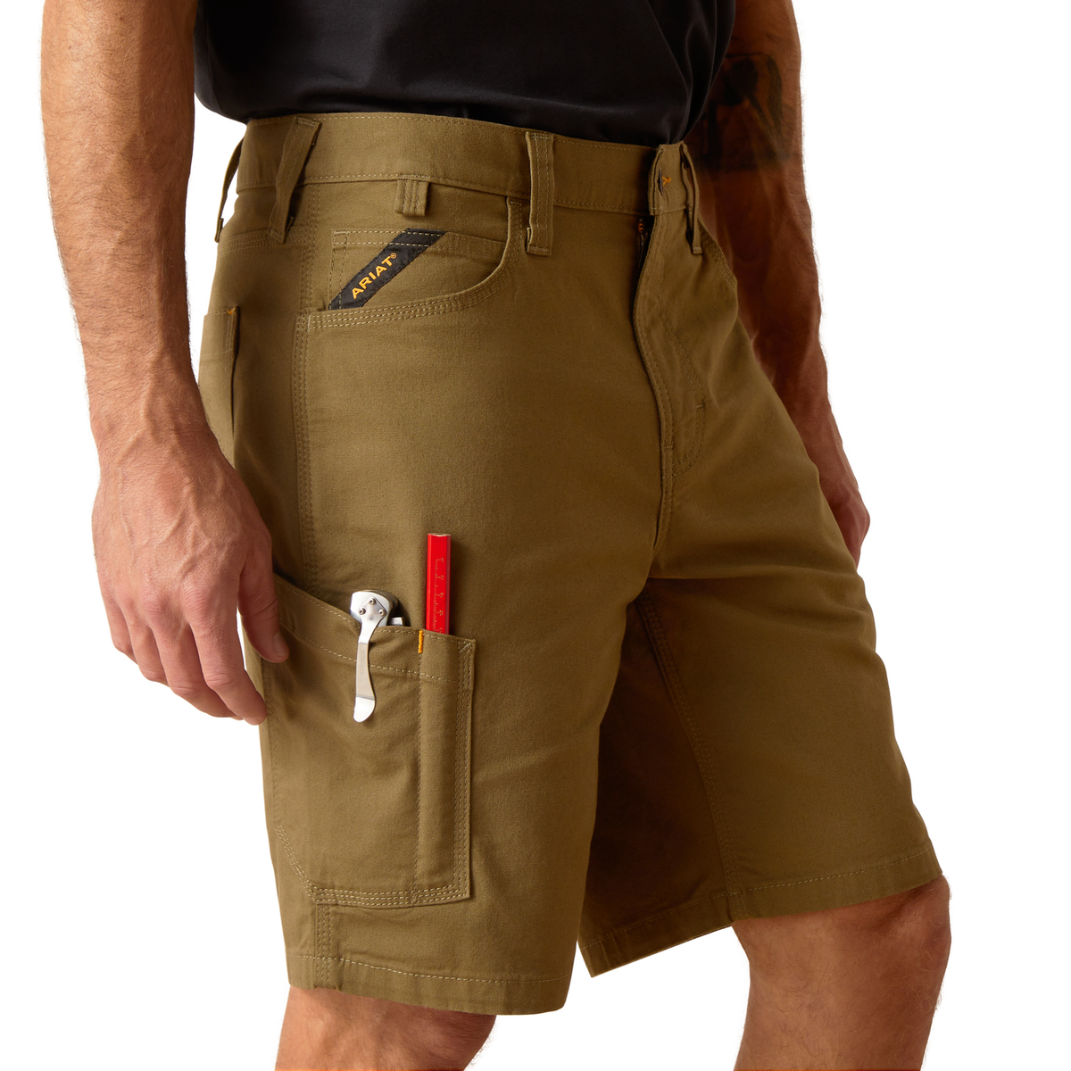 Ariat Men’s Rebar DuraStretch Made Tough Shorts - Dark Olive