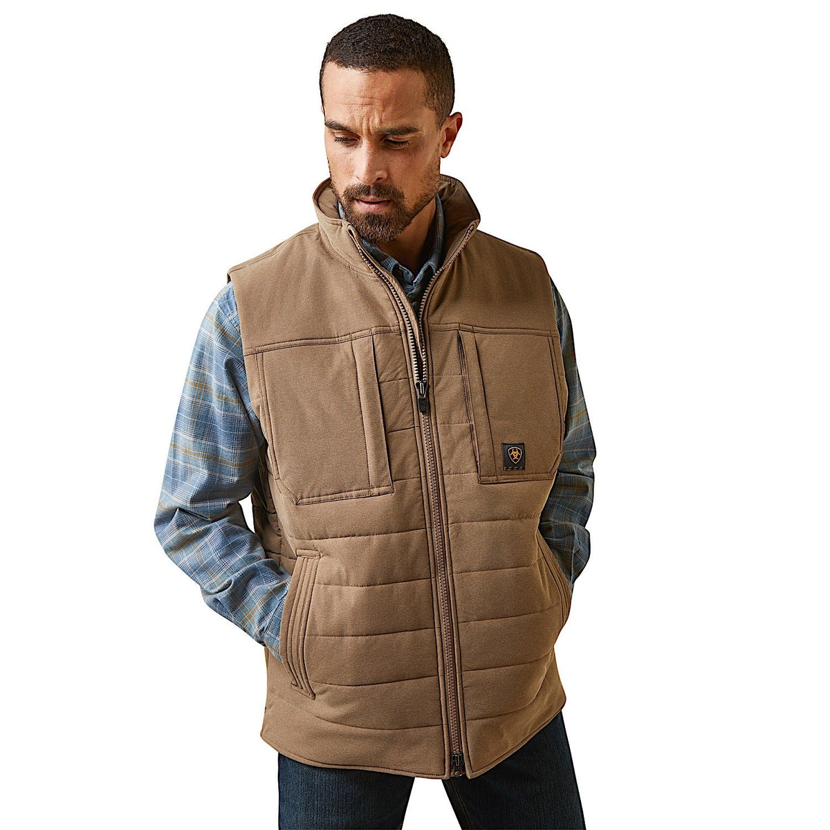 Ariat Men’s Rebar Valiant Stretch Canvas Insulated Vest - Khaki Heather