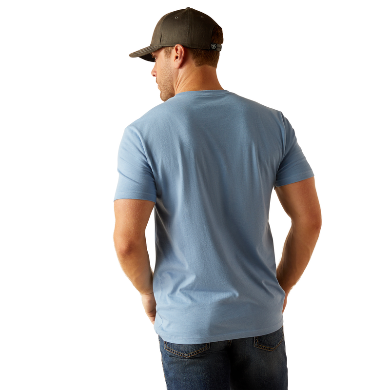 Ariat Men’s Retro Hex Stripe SS T-Shirt - Light Blue Heather
