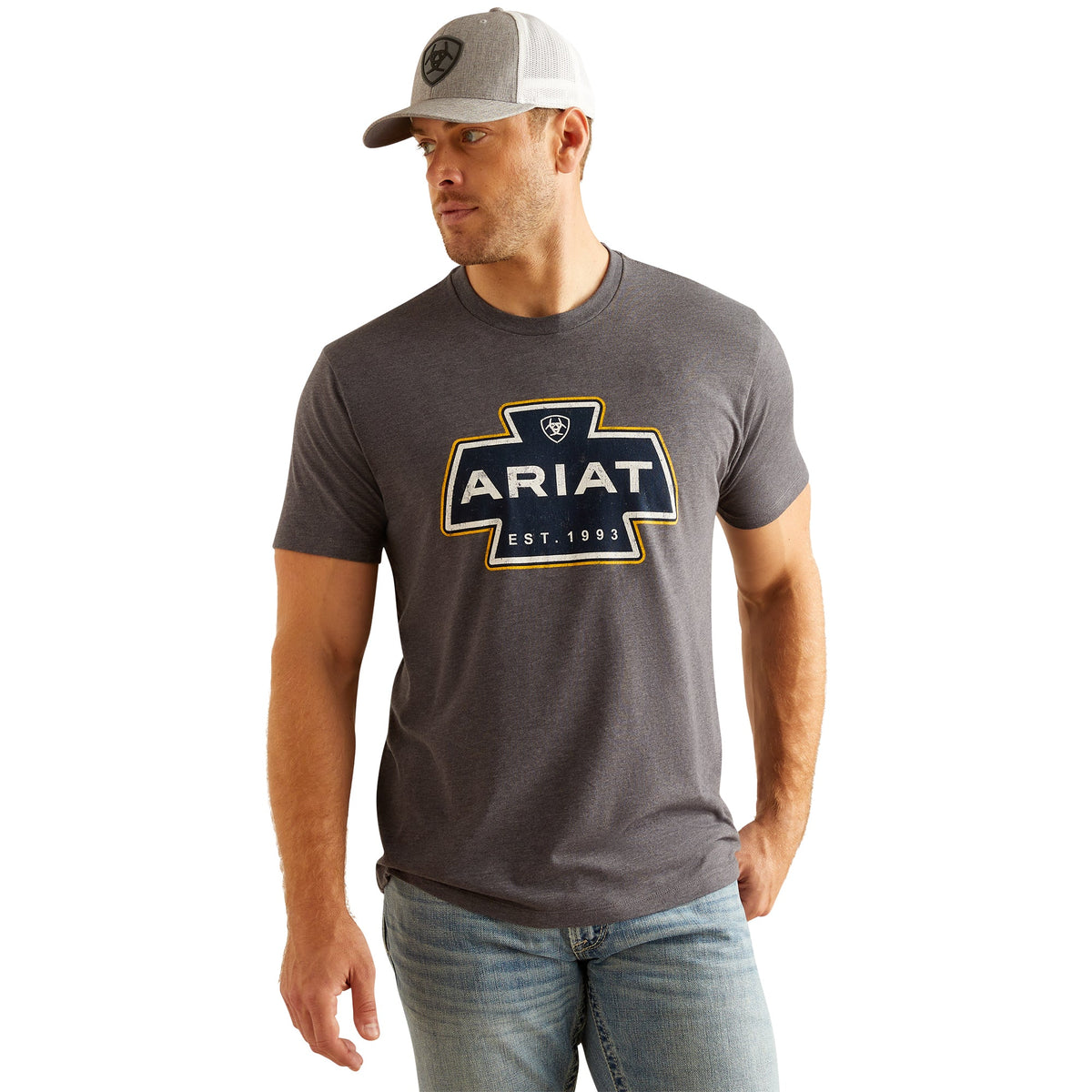 ARIAT Men’s Southwest Logo S/S Tee Titanium Heather