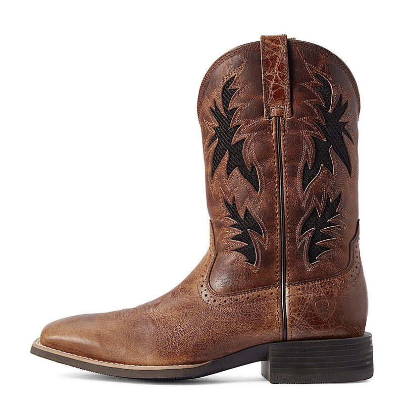 Ariat Men’s Sport Cool VentTEK Western Boot Dark Tan/Two Tone Tan