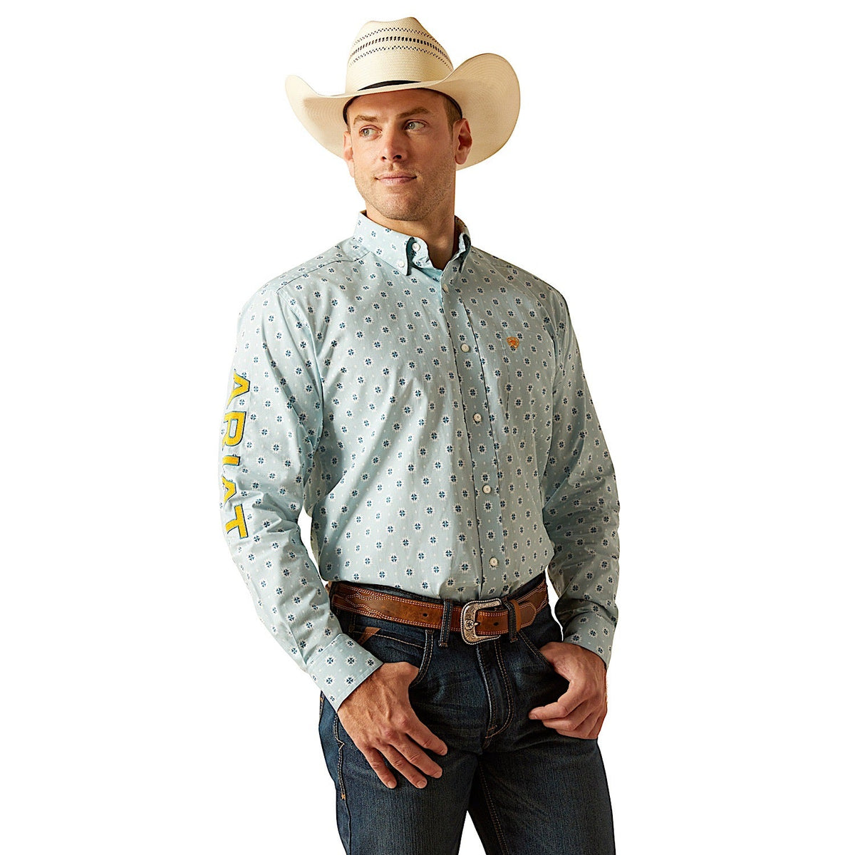 Ariat Men’s Team Colton Classic Fit Shirt - Aqua