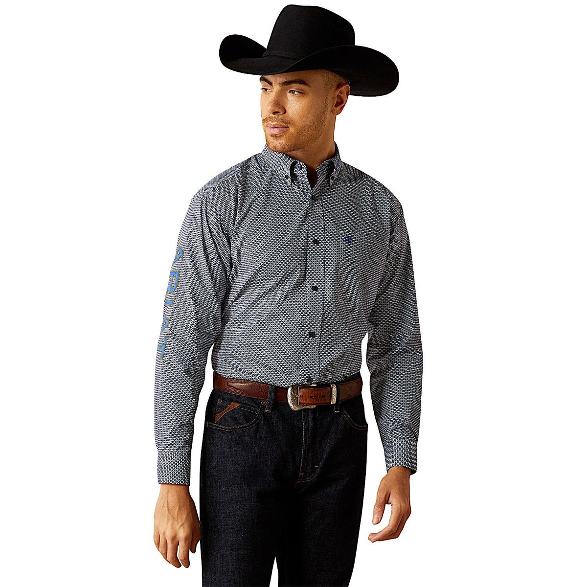 Ariat Men’s Team Keenan Classic Fit Shirt - Blue/Navy Blue