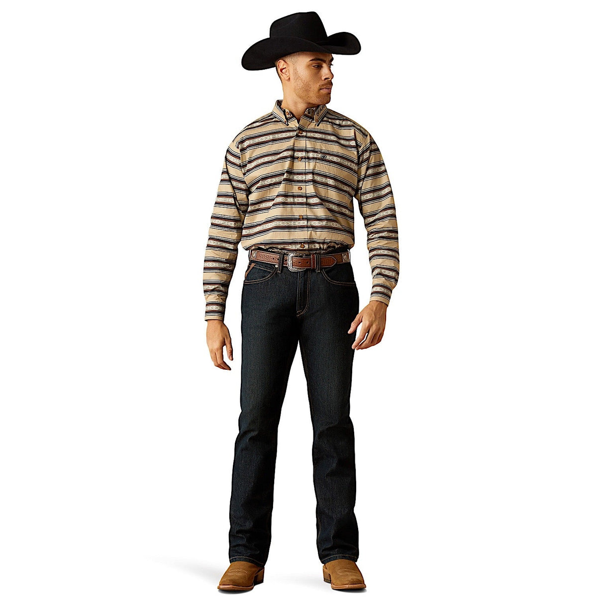Ariat Men’s Team Korbyn Shirt - Tan/Navy Blue