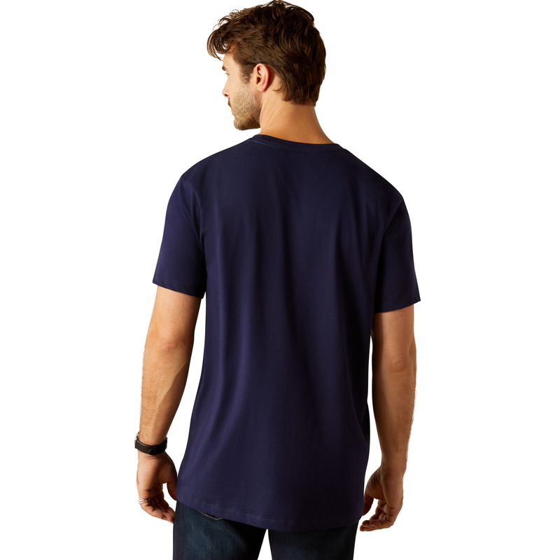 Ariat Men’s Vertical Logo T Shirt - Classic Blue/White