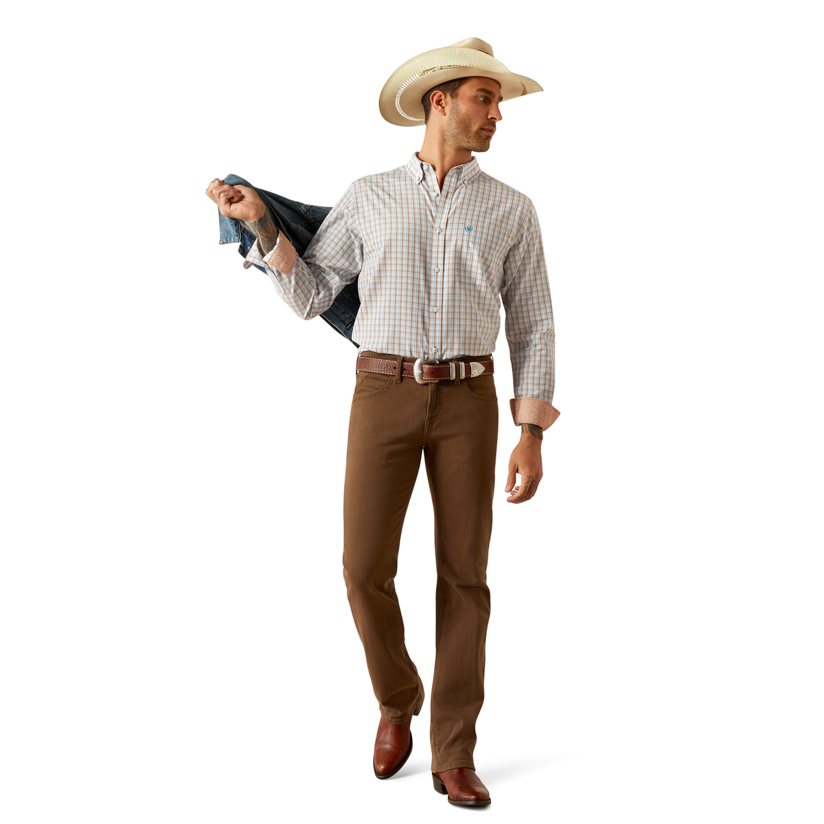 Ariat Men’s Wrinkle Free Brendan Fitted Shirt - Light Brown