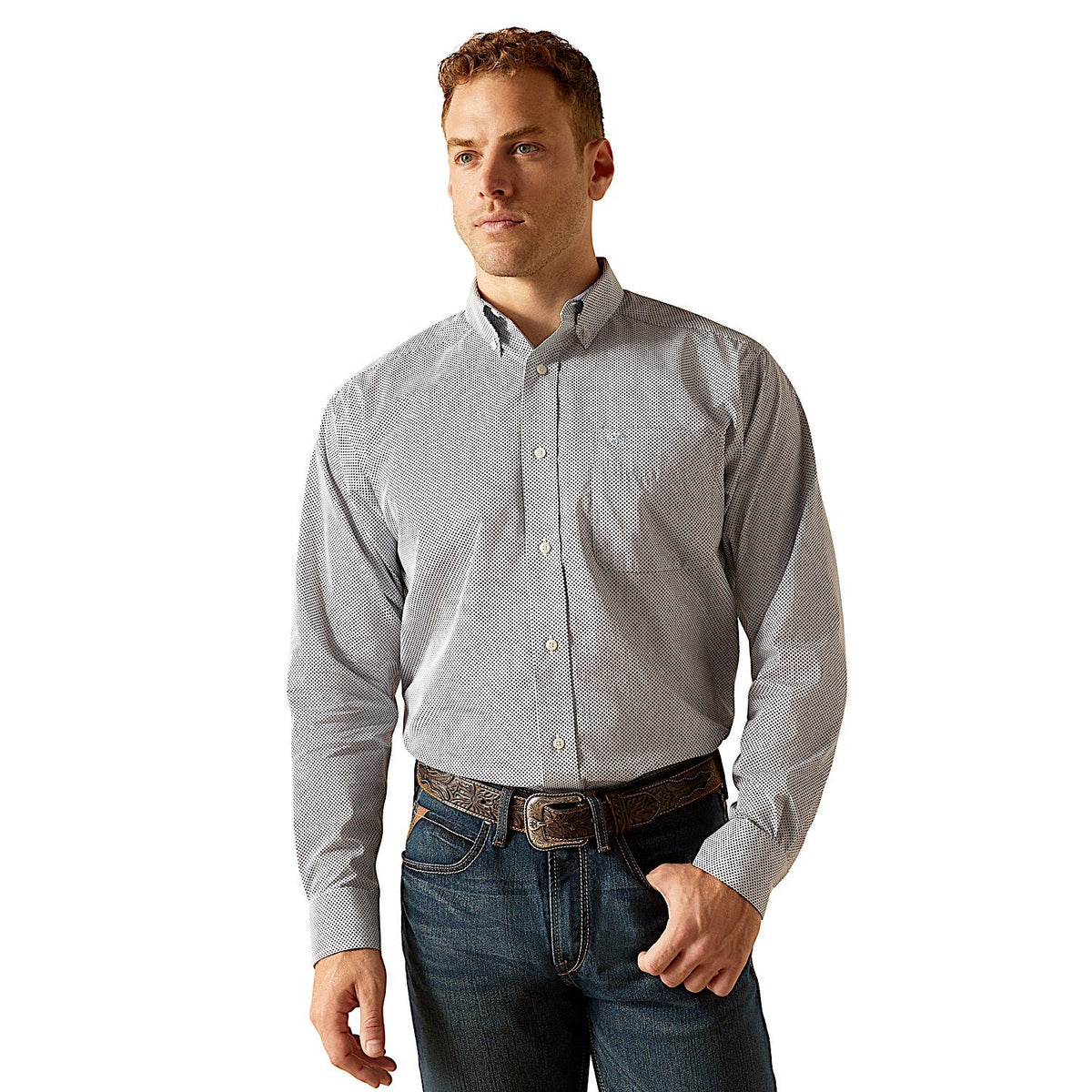 Ariat Men’s Wrinkle Free Wes Classic Fit Shirt - Peacoat