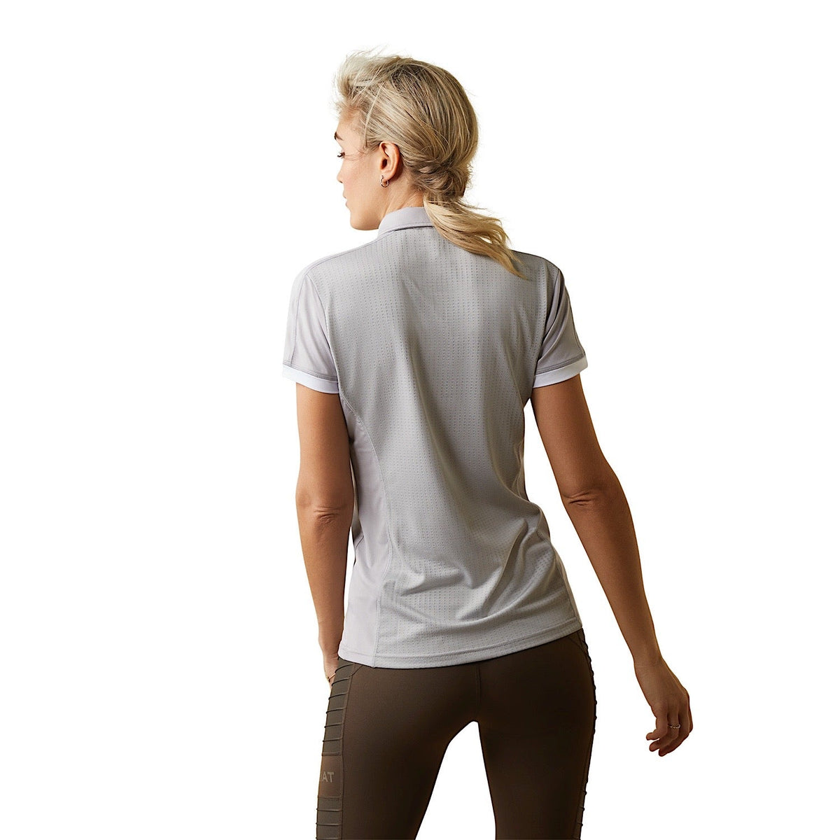 Ariat Womens Bandera 1/4 Zip S/S Polo Silver Sconce - Ariat Womens Tops