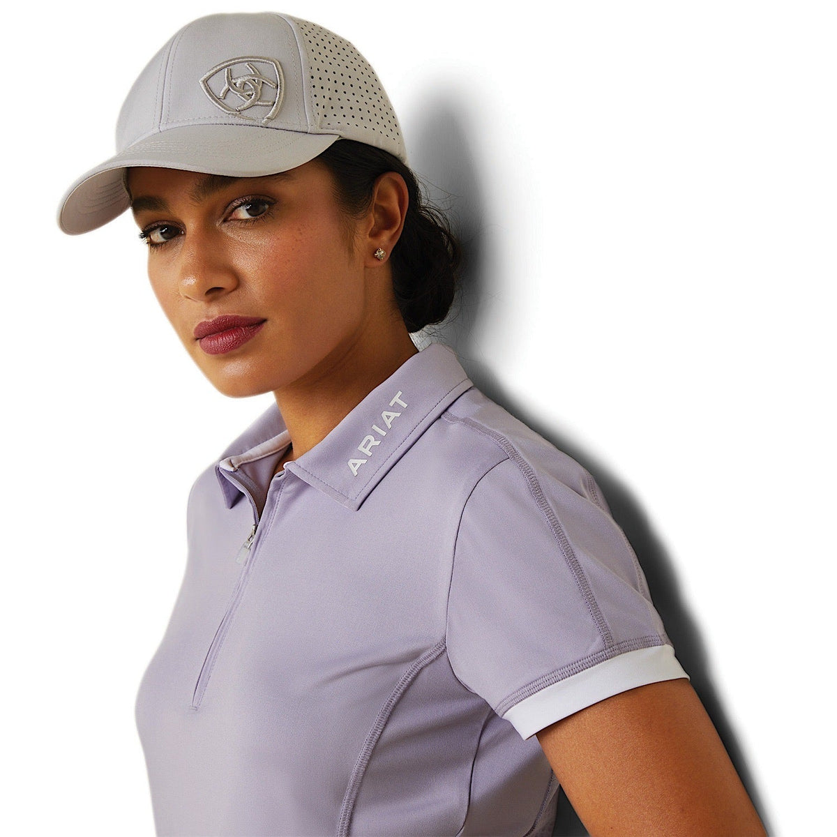 Ariat Womens Bandera 1/4 Zip SS Polo Heirloom Lilac - Ariat Womens Tops