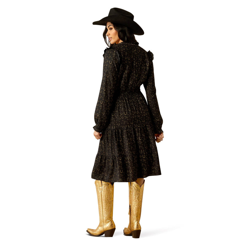 Ariat Women’s Blinged Out Dress - Golden Horseshoes Print