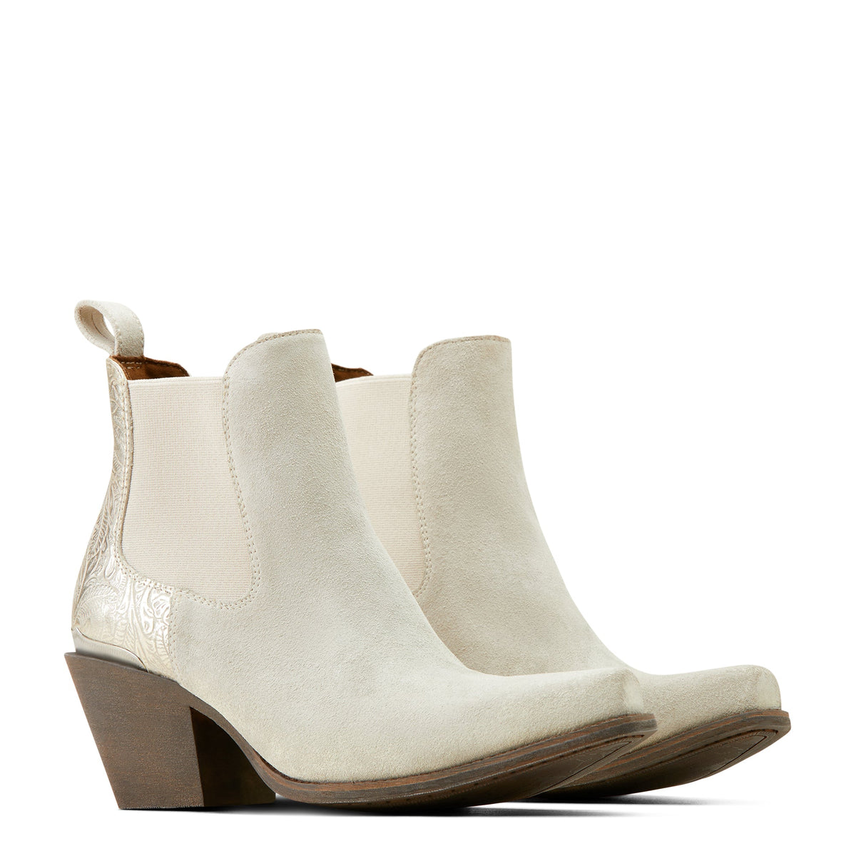 Ariat Women’s Bradley Heeled Ankle Boot Cloud White Suede / Pearl