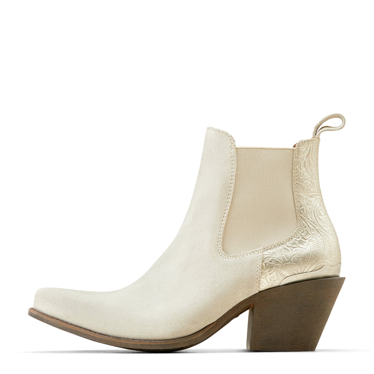 Ariat Women’s Bradley Heeled Ankle Boot Cloud White Suede / Pearl