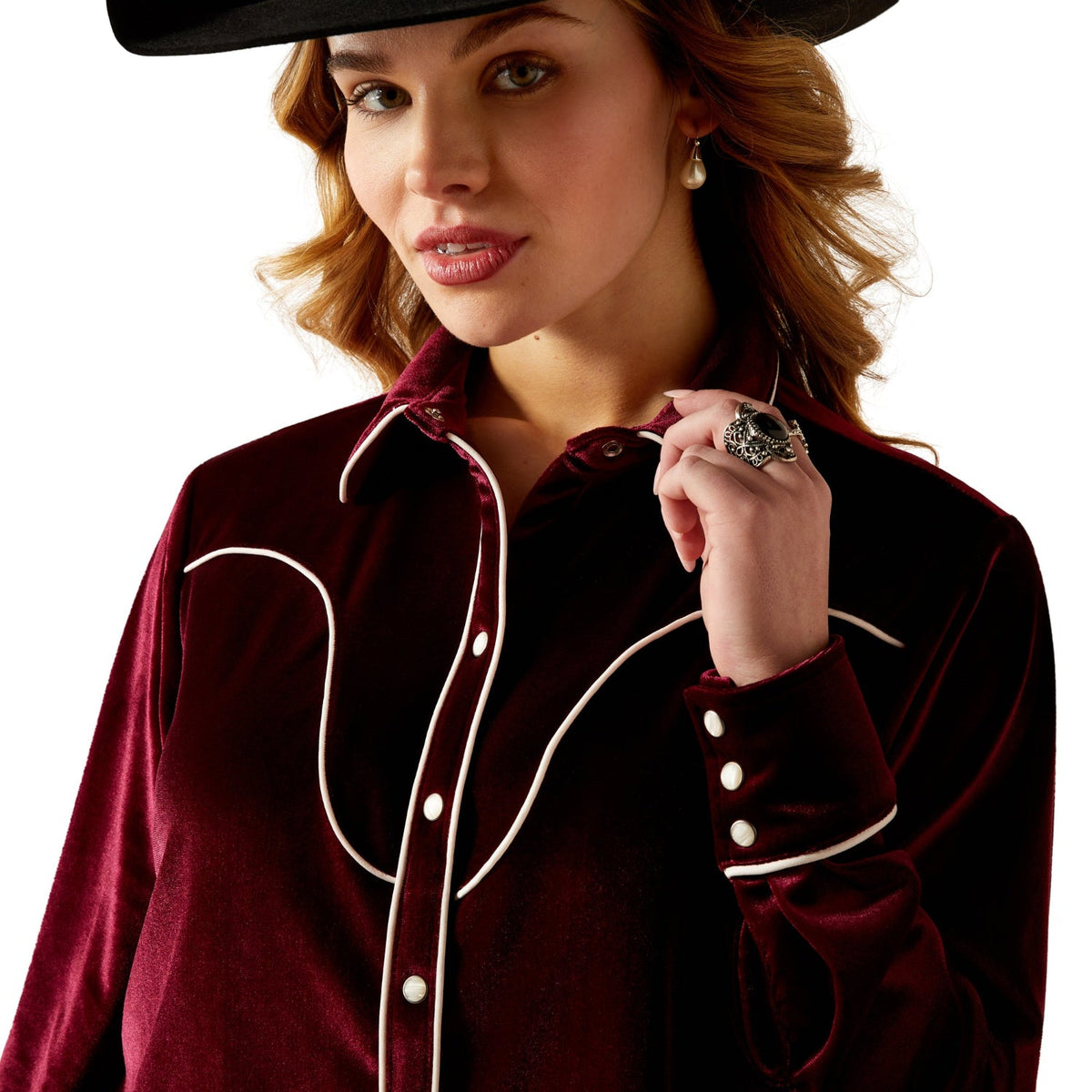 Ariat Women’s Casa Rosa Shirt - Burgundy