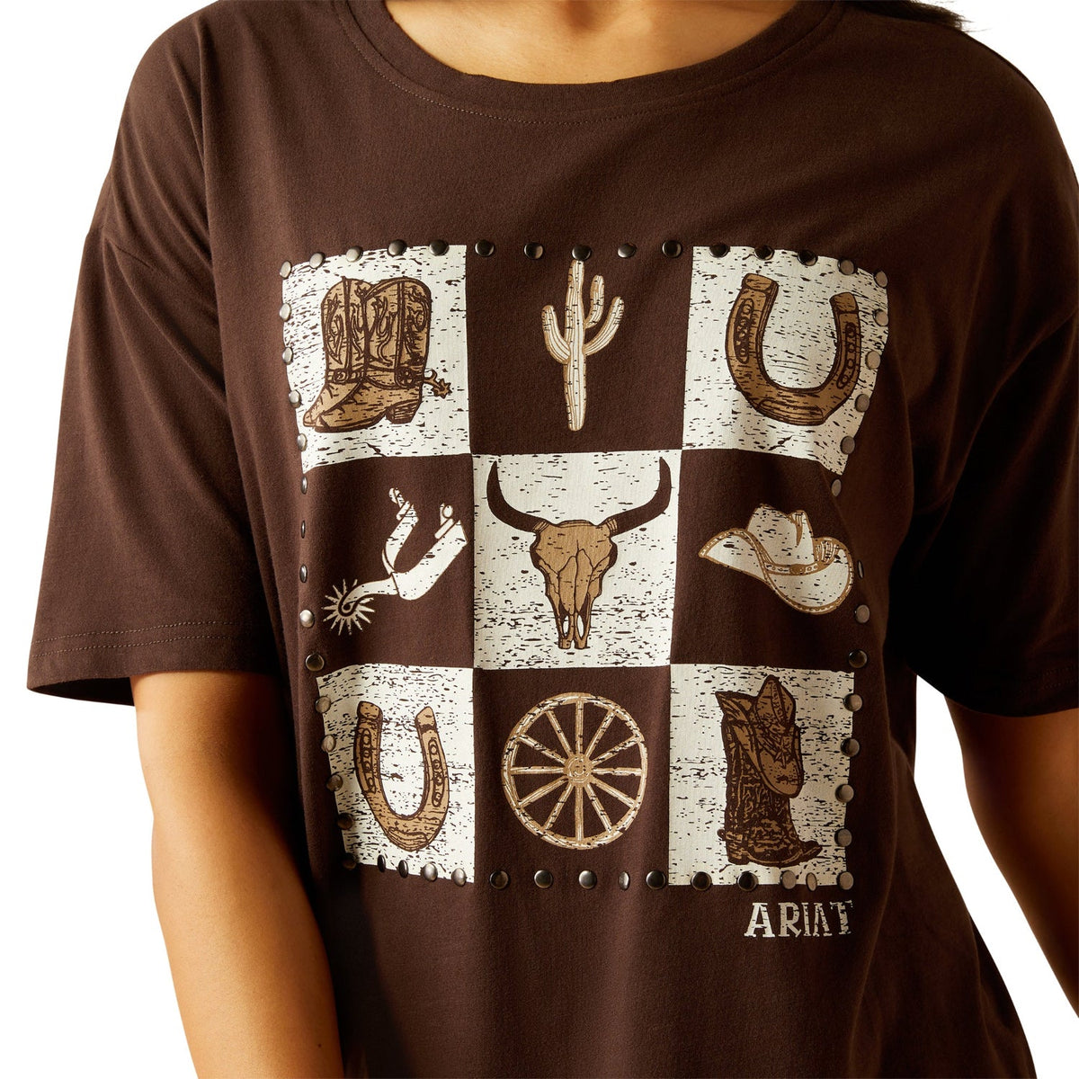 Ariat Women’s Checkerboard T-Shirt - Mole