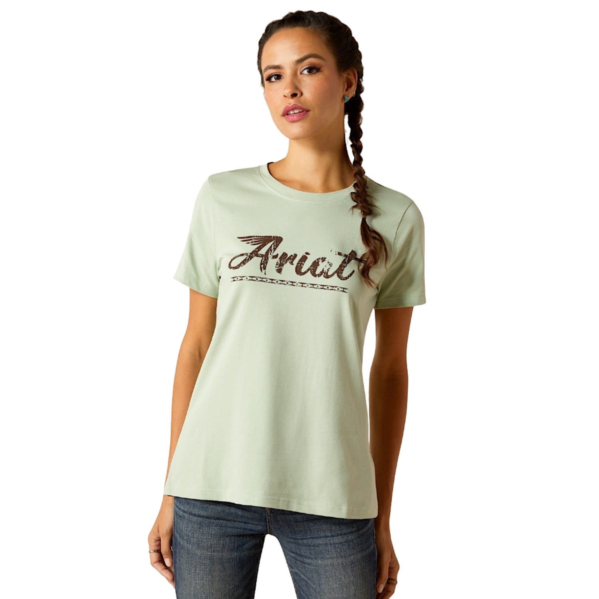 Ariat Womens Classic S/S Tee Frosty Green - XS - Ariat Womens Tops