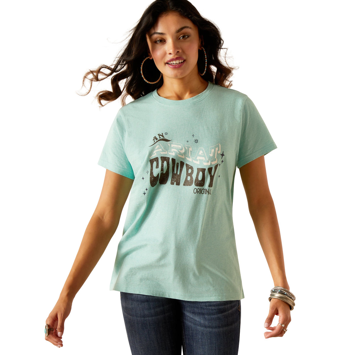 Ariat Women’s Cowboy Short Sleeve T-Shirt - Aqua Heather