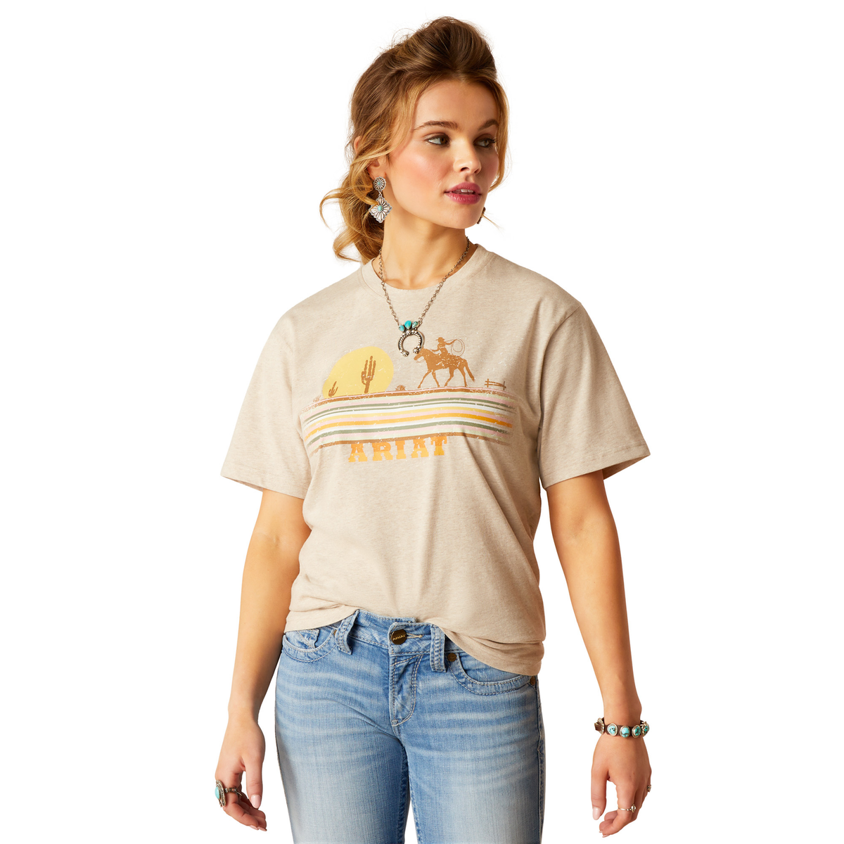 Ariat Women’s Cowgirl Desert T-Shirt - Oatmeal Heather