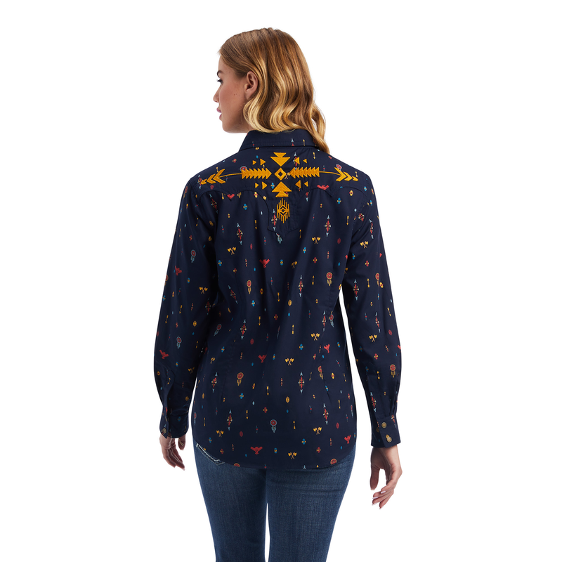 Ariat Women’s Dakota Snap LS Shirt - Navy Multi Print