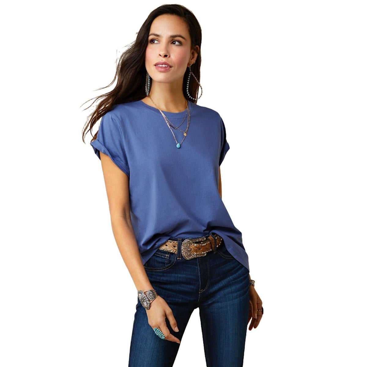 Ariat Womens Fly High S/S Tee Coastal Fjord - XS AUS 6 - Ariat Womens Tops
