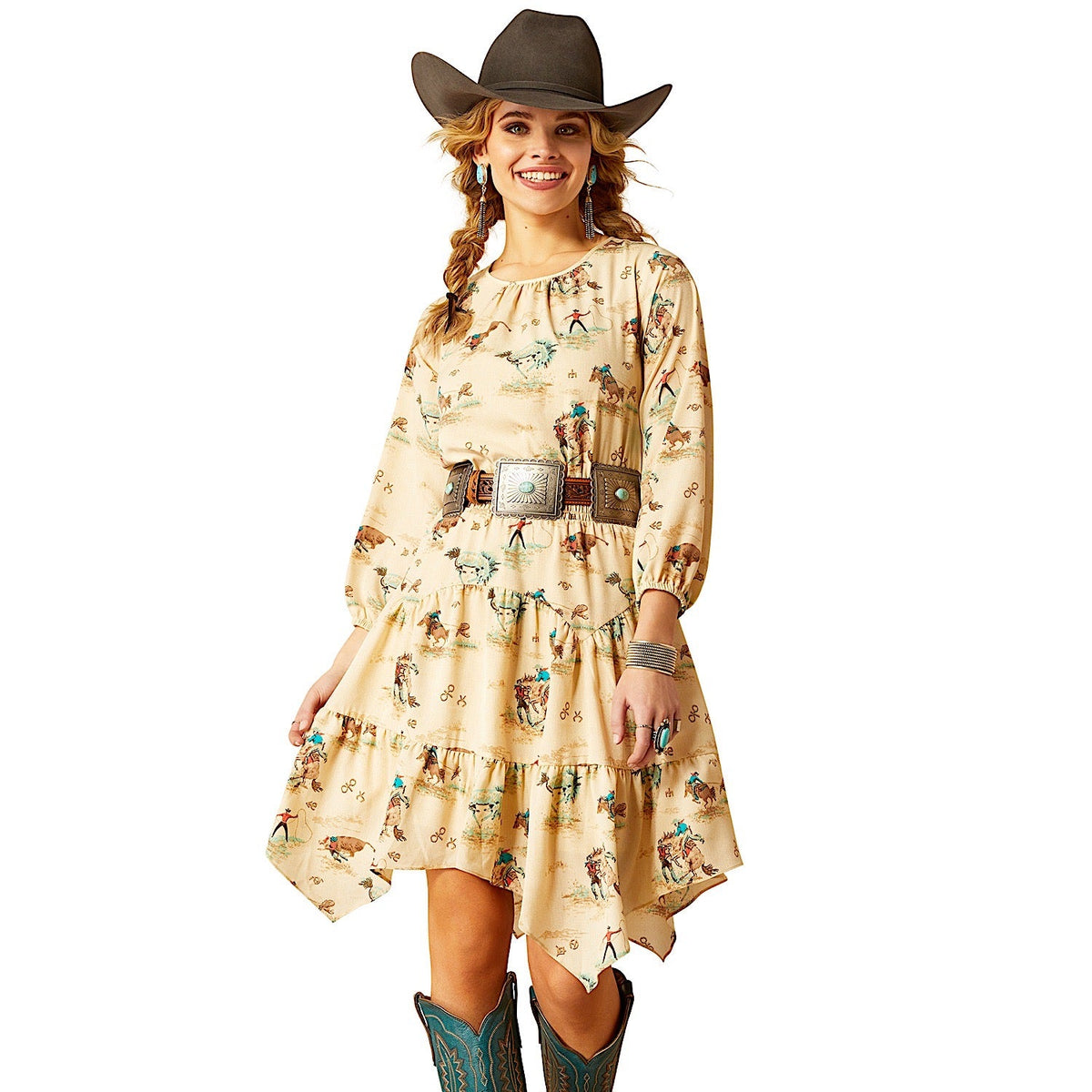 Ariat Women’s Handkerchief Dress - Retro Ranch Print