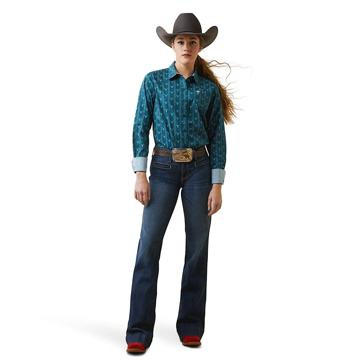 Ariat Women’s Kirby Stretch Shirt Steer Head Print