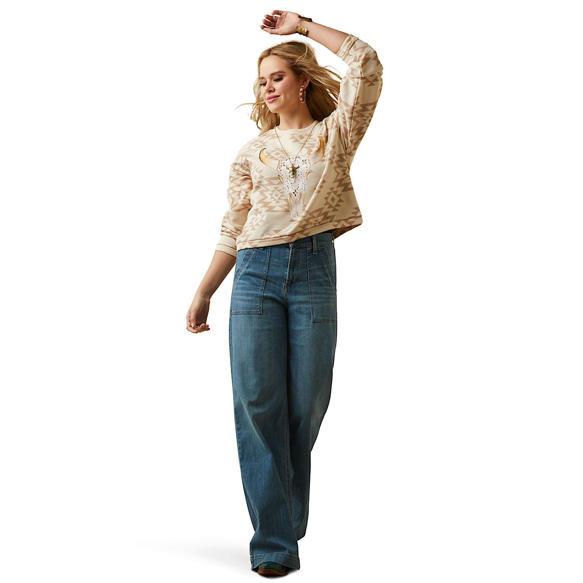 Ariat Women’s O’Keefe Sweatshirt Brazilian Sand - Ariat Womens Tops