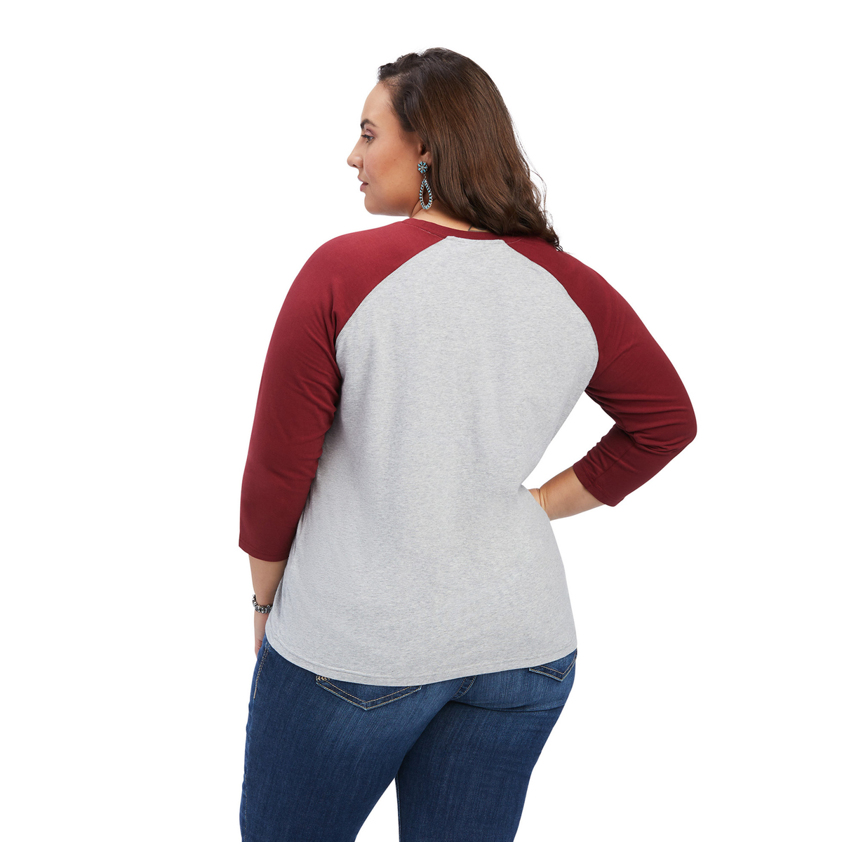 Ariat Womens REAL Sunrise Classic 3/4 Sleeve Shirt - Heather Grey - Ariat Womens Tops