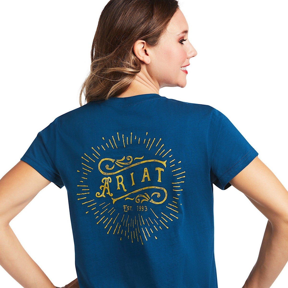 ARIAT Womens REAL Vintage Sunburst Tee Blue Opal - Ariat Womens Tops