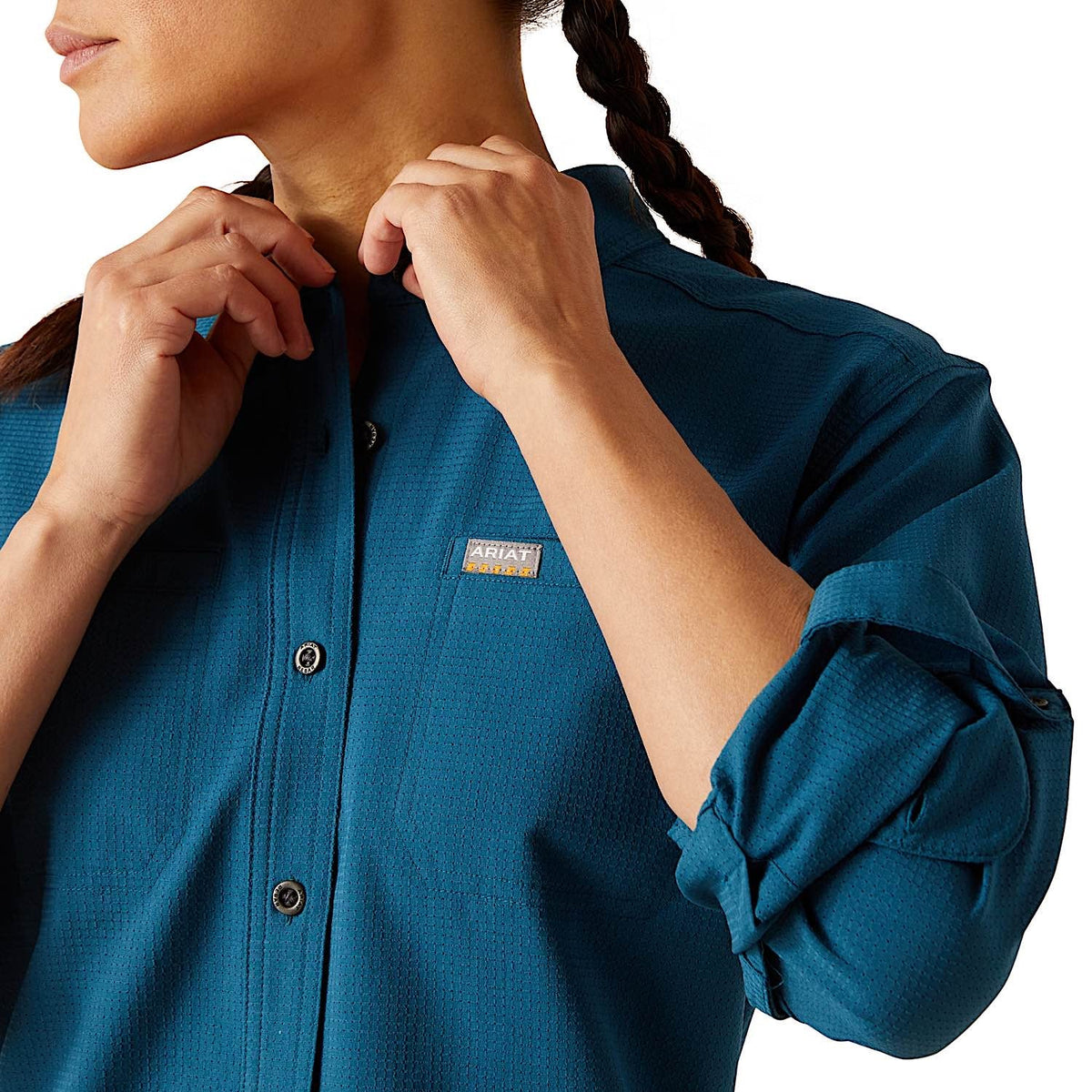Ariat Women’s Rebar Made Tough 360 Airflow Durastretch Work Shirt - Legion Blue