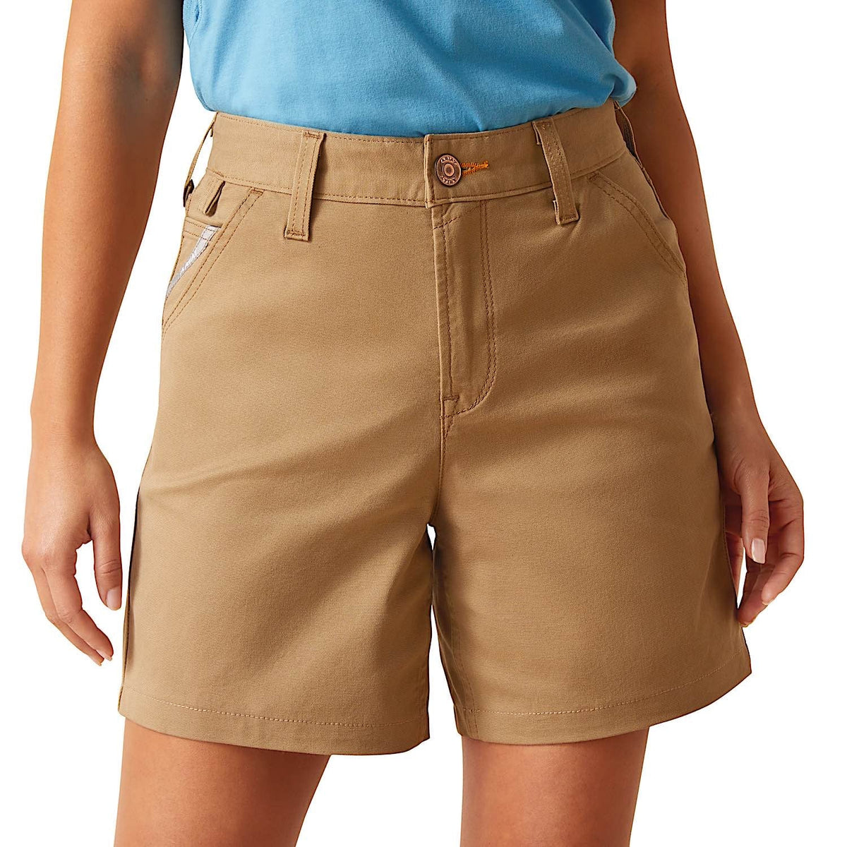 Ariat Women’s Rebar Perfect Rise Made Tough 6’’ Shorts - Field Khaki