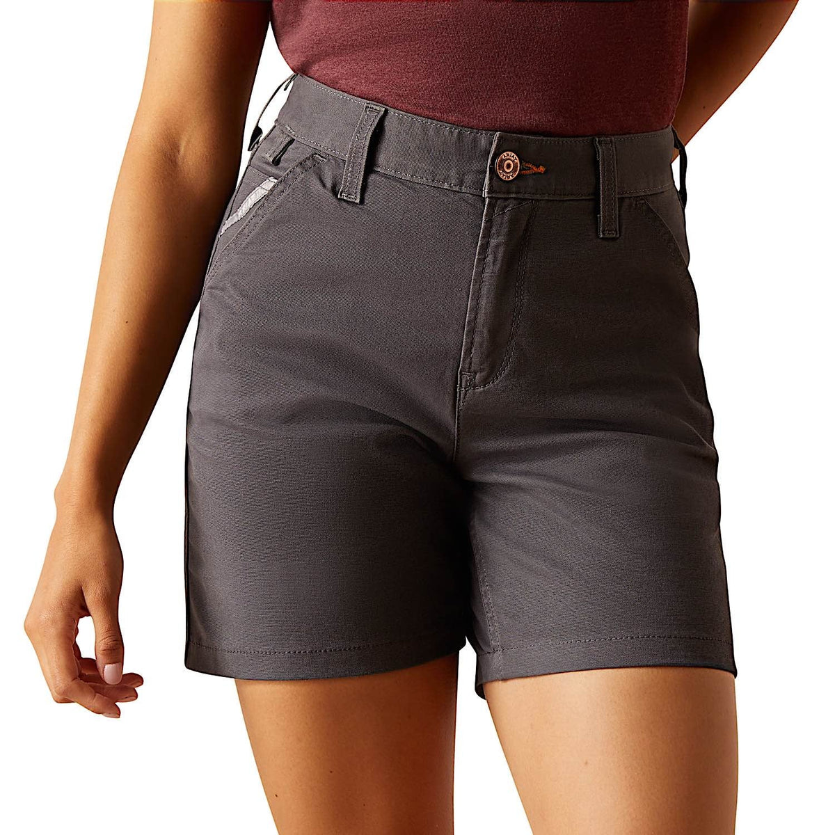 Ariat Women’s Rebar Perfect Rise Made Tough 6’’ Shorts - Rebar Grey