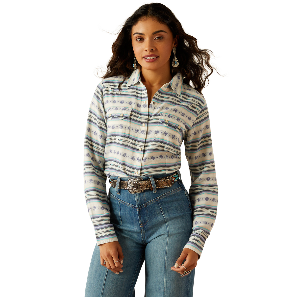 Ariat Women’s Seaside Shirt - Geo Stream Serape Jacquard Print