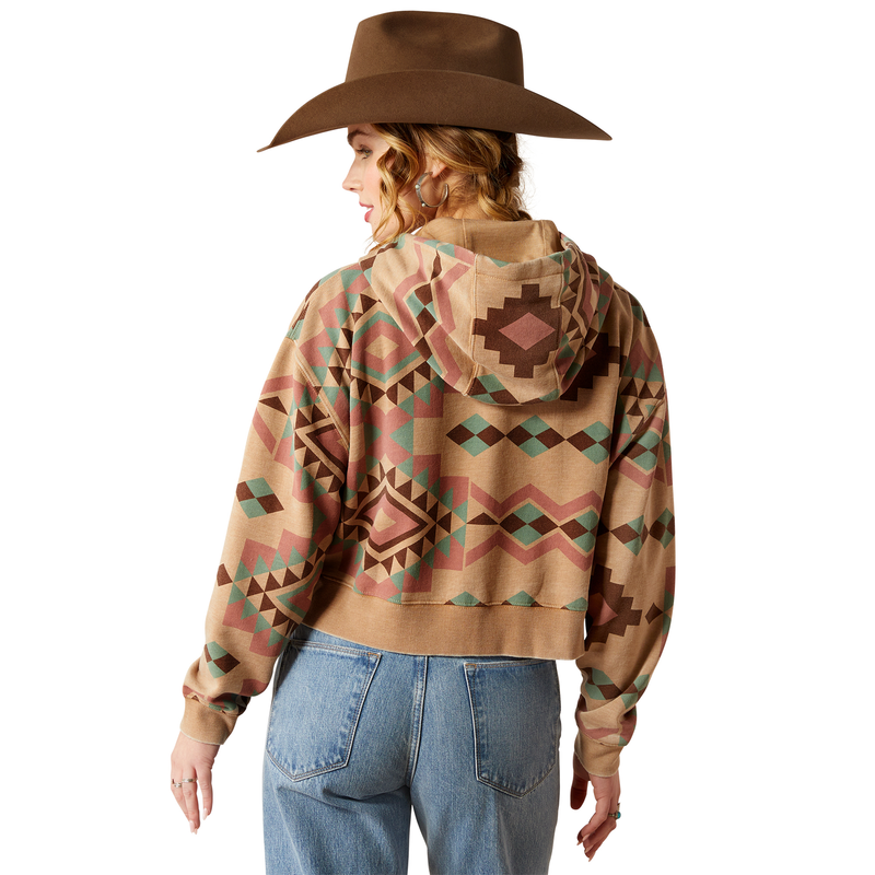 Ariat Women’s Sunset Crop Hoodie - Spark Geo Jacquard - Ariat Womens Tops