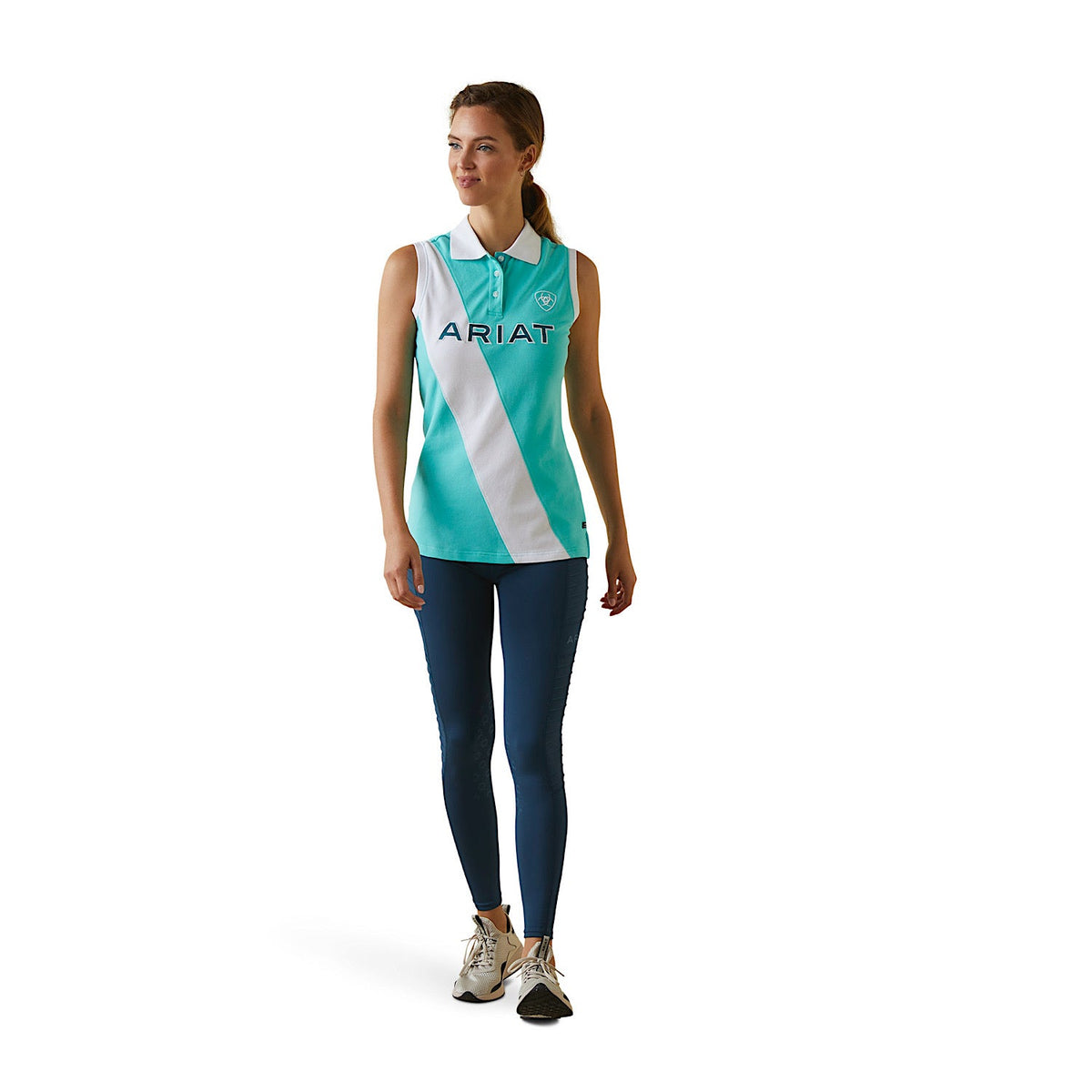 Ariat Womens Taryn Sleeveless Polo Pool Blue - XS Aus 6 - Ariat Womens Tops
