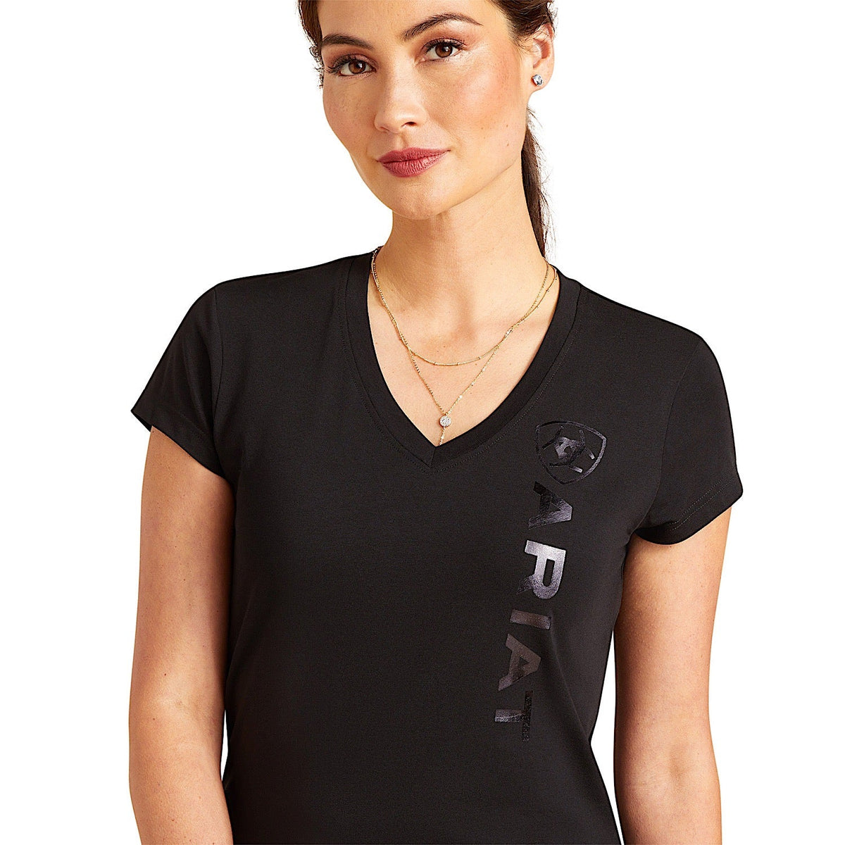 Ariat Women’s Vertical Logo V T-Shirt - Black