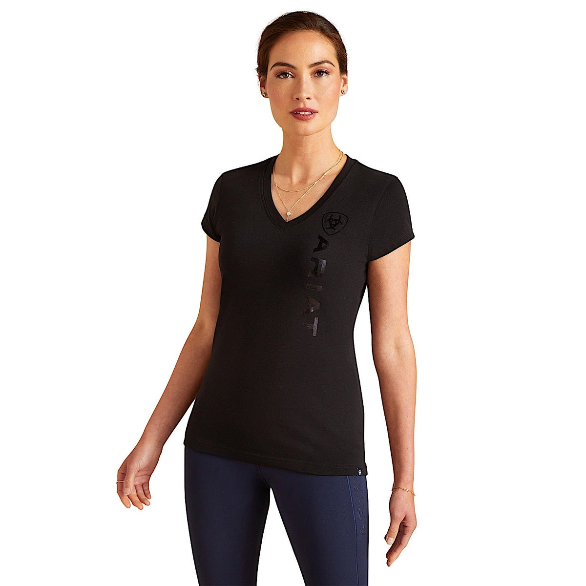 Ariat Women’s Vertical Logo V T-Shirt - Black