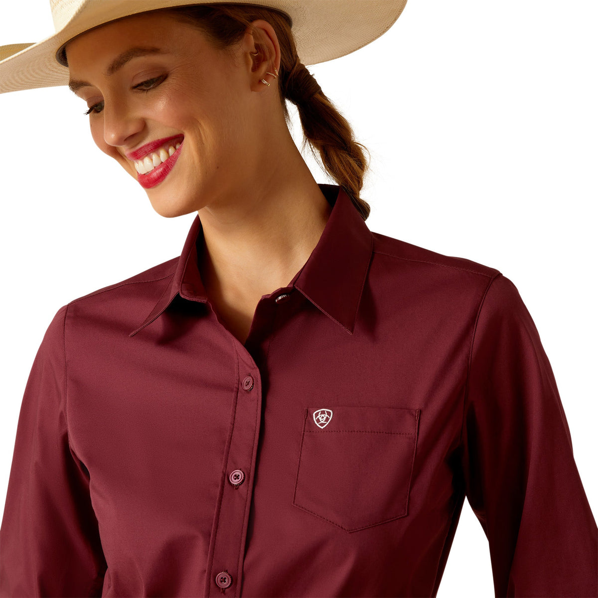 Ariat Women’s Wrinkle Resistant Kirby Long Sleeve Shirt - Burgundy
