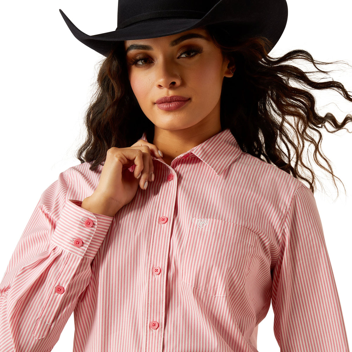 Ariat Women’s Wrinkle Resistant Kirby Long Sleeve Shirt - Camellia Rose Stripe