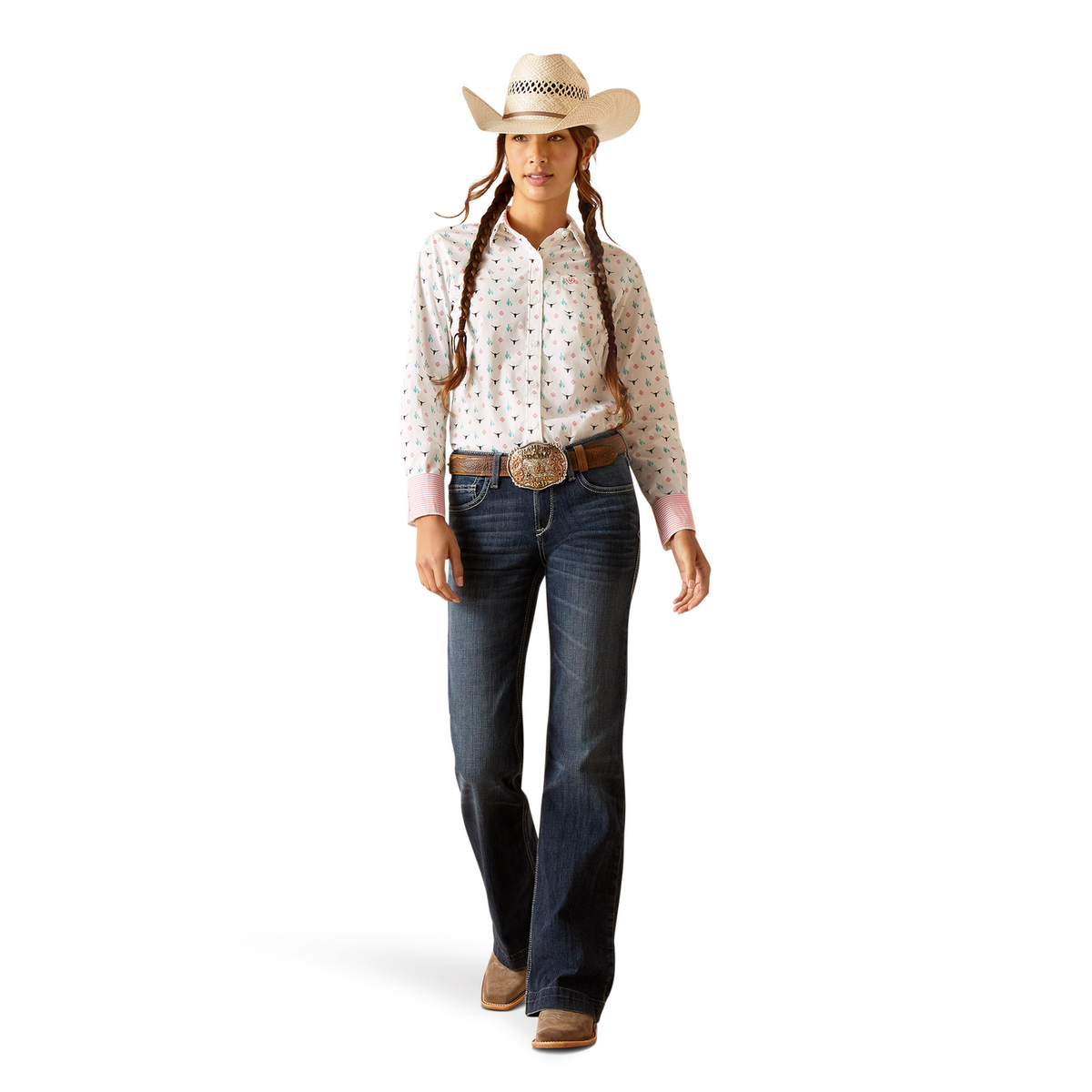 Ariat Women’s Wrinkle Resistant Kirby Long Sleeve Shirt - Steer Garden