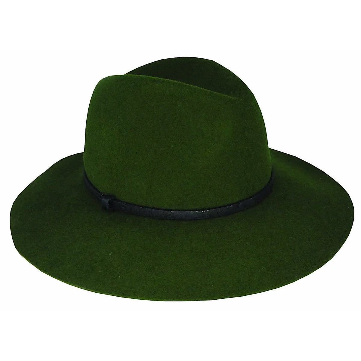 Avenel Wool Felt Fedora W/ Faux Leather Band - Olive