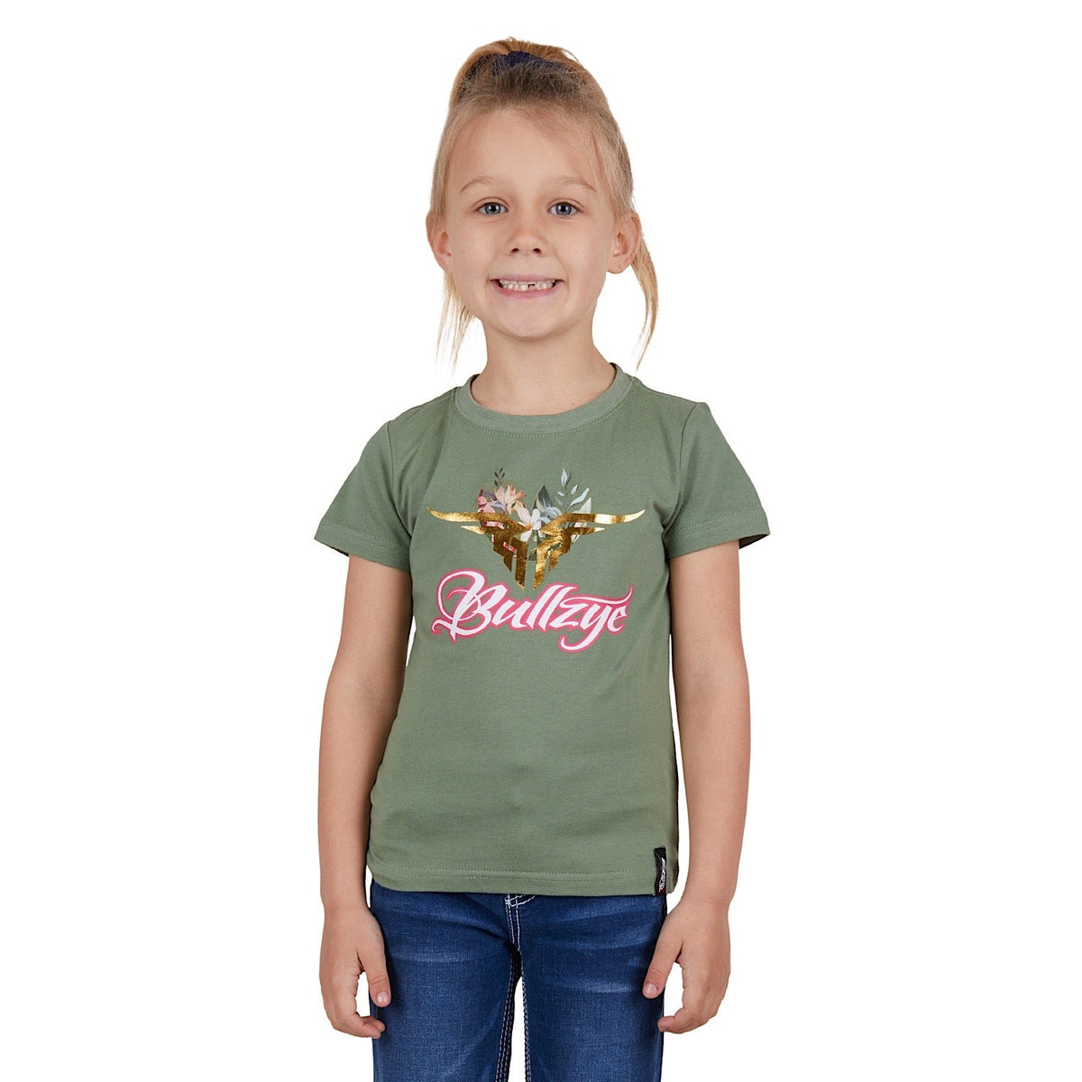 Bullzye Girl’s Foliage Tee-Moss
