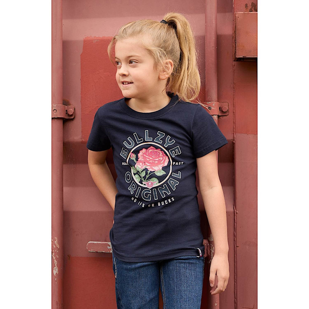 Bullzye Girl’s Rose Short Sleeve Tee - Navy
