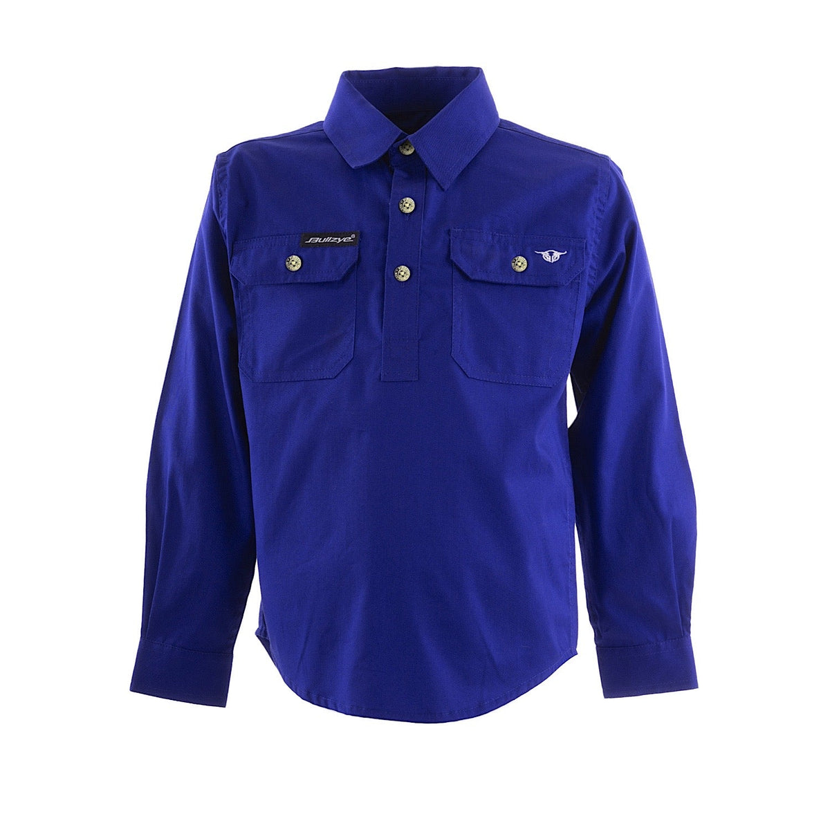 Bullzye Kid’s Lightweight Half Placket Shirt Cobalt